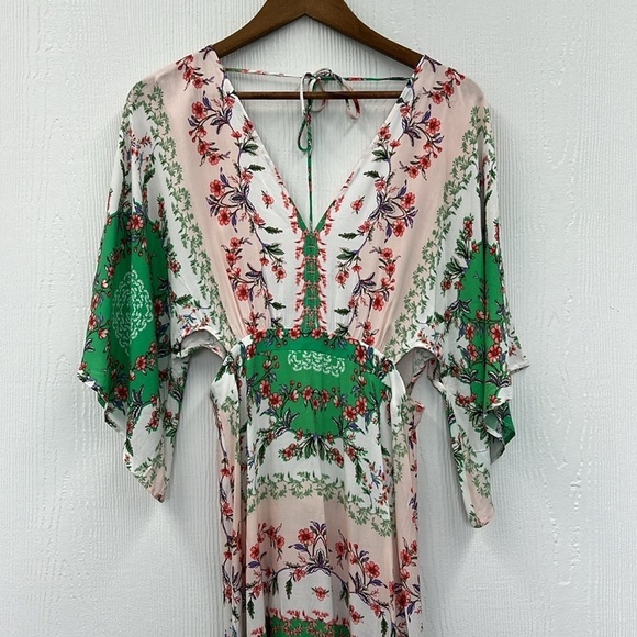 En Creme - Colorful Pastel Floral Flow Sleeves Cutout Maci Dress Size Small - Picture 9 of 15